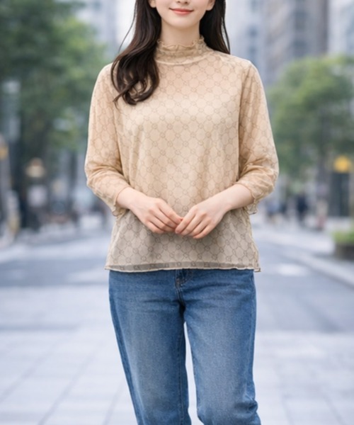 Re:Birth+(リバースプラス)の「シアー素材使いハイネックトップス(Tシャツ/カットソー・レディース・ゼブラ/ブラック/その他・MEDIUM/LARGE/LL/3L)」の5枚目の写真