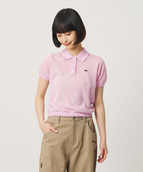 LACOSTE(ラコステ)の「<LACOSTE>ラメニット ポロシャツ(ポロシャツ・レディース・ピンク/オフホワイト・36)」の1枚目の写真