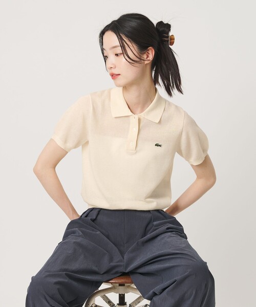 LACOSTE(ラコステ)の「<LACOSTE>ラメニット ポロシャツ(ポロシャツ・レディース・ピンク/オフホワイト・36)」の20枚目の写真