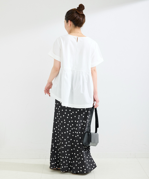 B.C STOCK(ベーセーストック)の「ウォッシャブル / add Function ペプラムコンビプルオーバー(Tシャツ/カットソー・レディース・ホワイト/ベージュ/ネイビー・FREE)」の6枚目の写真