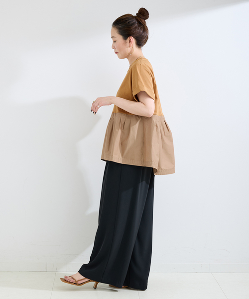 B.C STOCK(ベーセーストック)の「ウォッシャブル / add Function ペプラムコンビプルオーバー(Tシャツ/カットソー・レディース・ホワイト/ベージュ/ネイビー・FREE)」の11枚目の写真
