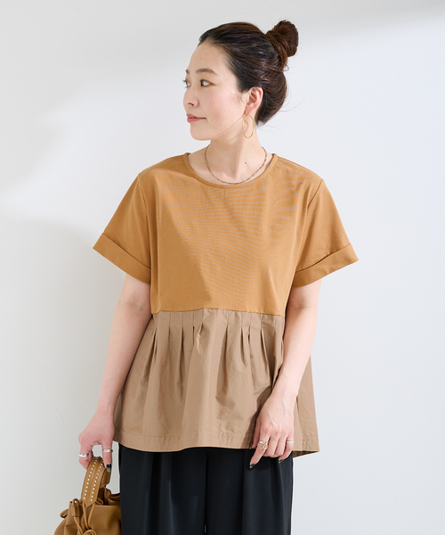 B.C STOCK(ベーセーストック)の「ウォッシャブル / add Function ペプラムコンビプルオーバー(Tシャツ/カットソー・レディース・ホワイト/ベージュ/ネイビー・FREE)」の13枚目の写真