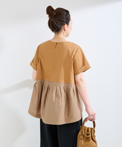 B.C STOCK(ベーセーストック)の「ウォッシャブル / add Function ペプラムコンビプルオーバー(Tシャツ/カットソー・レディース・ホワイト/ベージュ/ネイビー・FREE)」の15枚目の写真