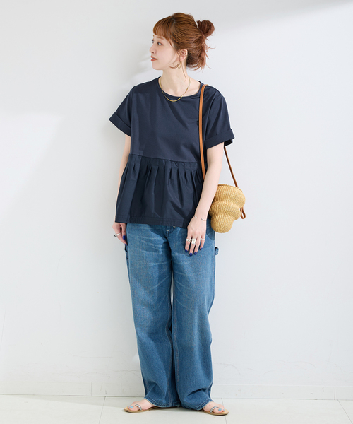 B.C STOCK(ベーセーストック)の「ウォッシャブル / add Function ペプラムコンビプルオーバー(Tシャツ/カットソー・レディース・ホワイト/ベージュ/ネイビー・FREE)」の16枚目の写真