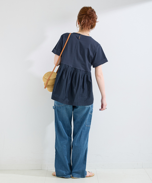 B.C STOCK(ベーセーストック)の「ウォッシャブル / add Function ペプラムコンビプルオーバー(Tシャツ/カットソー・レディース・ホワイト/ベージュ/ネイビー・FREE)」の18枚目の写真