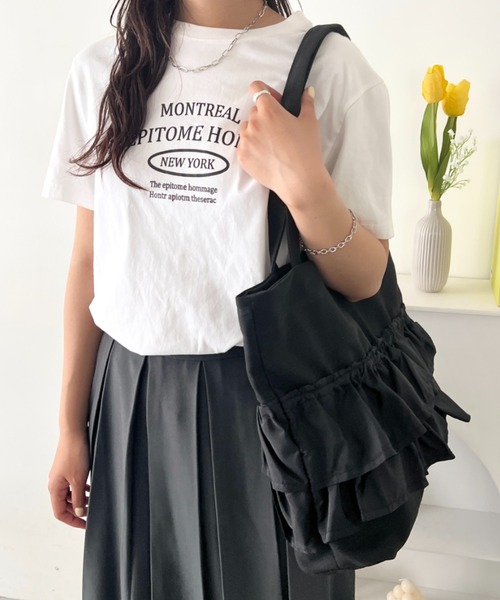 wears(ウェアーズ)の「【A4収納可】2wayフリルトートバッグ(トートバッグ・レディース・ピンク/ブラック/ホワイト/グリーン・FREE)」の20枚目の写真