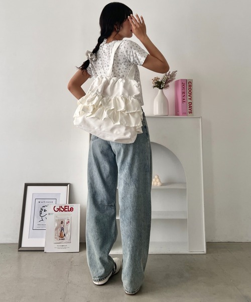 wears(ウェアーズ)の「【A4収納可】2wayフリルトートバッグ(トートバッグ・レディース・ピンク/ブラック/ホワイト/グリーン・FREE)」の13枚目の写真