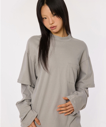 bounDary（バウンダリー）の「ハーフポーラポケットレイヤードTシャツ[グレー]（Tシャツ/カットソー）」
