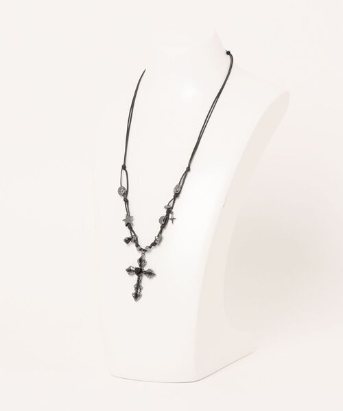 Never mind the XU(ネバーマインドザエックスユー)の「【Never mind the XU】stone cross cord necklace / 【ネバーマインド ザ エックスユー】ストーンクロスコードネックレス(ネックレス・メンズ・ブラック・ONE SIZE)」の6枚目の写真