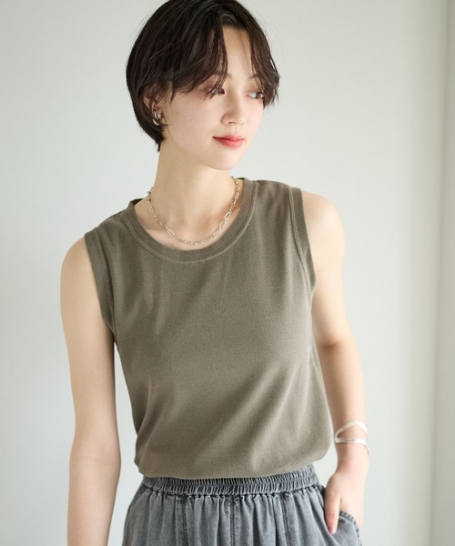 BAYFLOW(ベイフロー)の「ピグメントリブノースリーブTシャツ(Tシャツ/カットソー・レディース・ブラウン/チャコール/ブルー・FREE)」の1枚目の写真