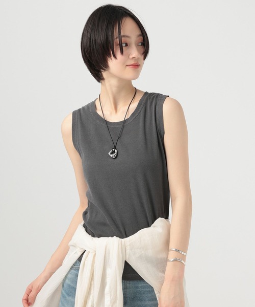 BAYFLOW(ベイフロー)の「ピグメントリブノースリーブTシャツ(Tシャツ/カットソー・レディース・ブラウン/チャコール/ブルー・FREE)」の2枚目の写真