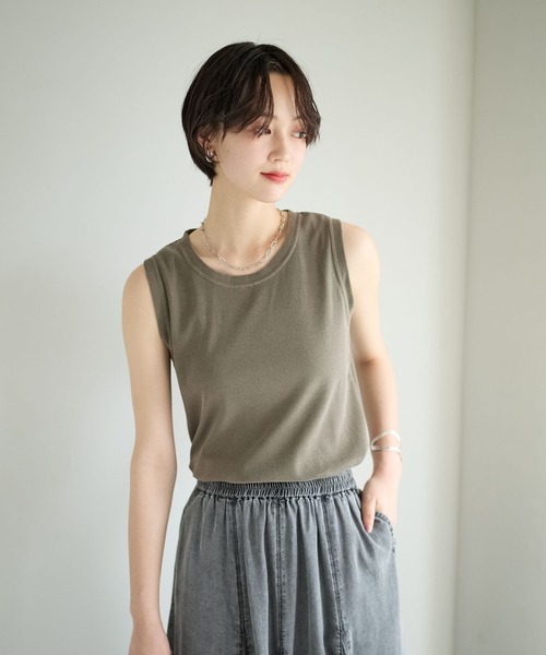 BAYFLOW(ベイフロー)の「ピグメントリブノースリーブTシャツ(Tシャツ/カットソー・レディース・ブラウン/チャコール/ブルー・FREE)」の17枚目の写真
