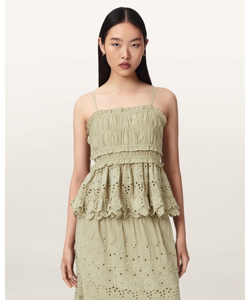 ALLSAINTS(オールセインツ)の「CAMILLE EMBROIDERED LACE TOP | CAMILLE エンベリッシュド レース トップ(その他トップス・レディース・グリーン系その他・4/10/6)」の1枚目の写真