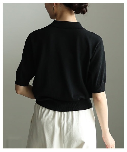 Sawa a la mode（サワアラモード）の「プチ襟ニットカーディガン（カーディガン/ボレロ・レディース・オフホワイト/ブラック・FREE）」の16枚目の写真