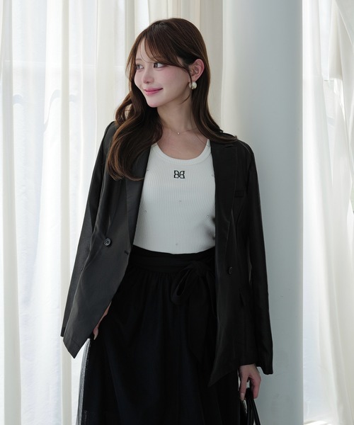 EIMY ISTOIRE(エイミーイストワール)の「【UV CARE】AIRY TAILORED JACKET(テーラードジャケット・レディース・ライトピンク/ブラック/ホワイト・F)」の1枚目の写真