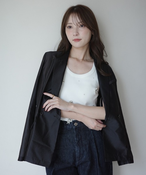 EIMY ISTOIRE(エイミーイストワール)の「【UV CARE】AIRY TAILORED JACKET(テーラードジャケット・レディース・ライトピンク/ブラック/ホワイト・F)」の21枚目の写真