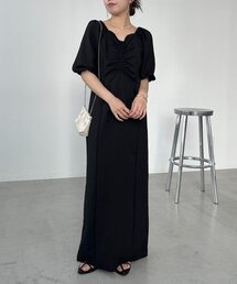 CAPRICIEUX LE'MAGE / フロッキーパフワンピース/ PS オケージョン/サイズ展開あり】フロッキーパフワンピース（ワンピース