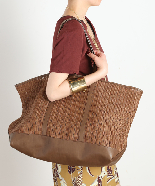 sita parantica(シータパランティカ)の「【SITA PARANTICA/シータパランティカ 】別注レザー×ファブリックトート(トートバッグ・レディース・ブラウン・FREE)」の4枚目の写真