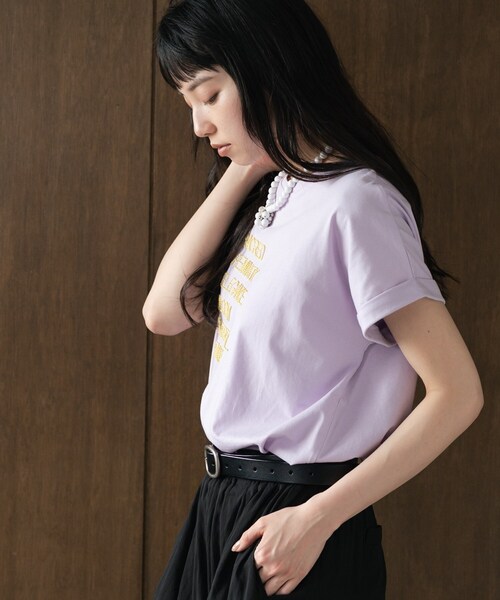 GALLEST(ギャレスト)の「刺繍フレーズTシャツ(Tシャツ/カットソー・レディース・ブラック系/パープル系1/ホワイト系1・38)」の18枚目の写真