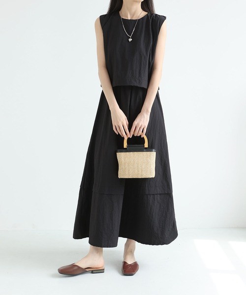 MAISON DE THERESE(メゾン ド テレーズ)の「ノースリーブ レイヤード風 ワンピース(ワンピース・レディース・Beige/Black・FREE)」の2枚目の写真