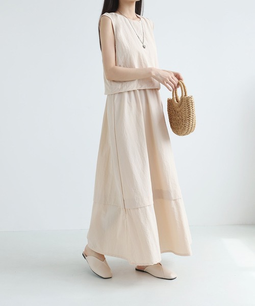 MAISON DE THERESE(メゾン ド テレーズ)の「ノースリーブ レイヤード風 ワンピース(ワンピース・レディース・Beige/Black・FREE)」の15枚目の写真
