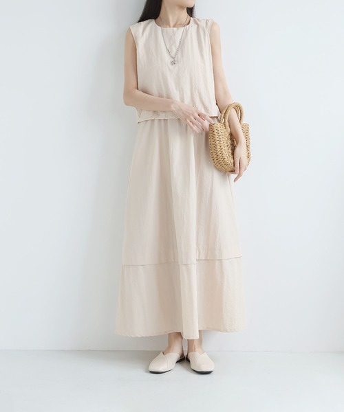 MAISON DE THERESE(メゾン ド テレーズ)の「ノースリーブ レイヤード風 ワンピース(ワンピース・レディース・Beige/Black・FREE)」の14枚目の写真