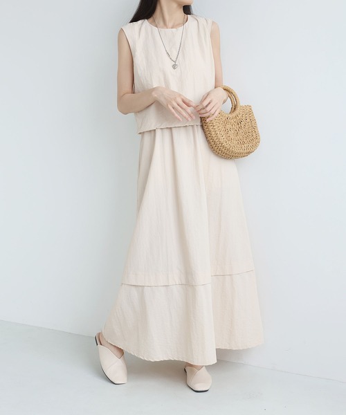 MAISON DE THERESE(メゾン ド テレーズ)の「ノースリーブ レイヤード風 ワンピース(ワンピース・レディース・Beige/Black・FREE)」の13枚目の写真