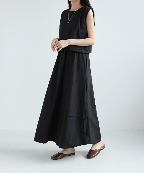 MAISON DE THERESE(メゾン ド テレーズ)の「ノースリーブ レイヤード風 ワンピース(ワンピース・レディース・Beige/Black・FREE)」の8枚目の写真