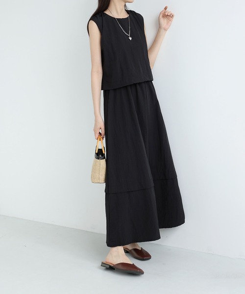 MAISON DE THERESE(メゾン ド テレーズ)の「ノースリーブ レイヤード風 ワンピース(ワンピース・レディース・Beige/Black・FREE)」の3枚目の写真