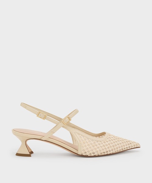 CHARLES & KEITH(チャールズ & キース)の「Raffia ラフィア スカルプチュラルヒール スリングバックパンプス(パンプス・レディース・ベージュ/ブラック系その他2・23.5cm/22.5cm/23cm/25cm/24.5cm)」の3枚目の写真