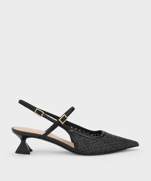 CHARLES & KEITH(チャールズ & キース)の「Raffia ラフィア スカルプチュラルヒール スリングバックパンプス(パンプス・レディース・ベージュ/ブラック系その他2・23.5cm/22.5cm/23cm/25cm/24.5cm)」の4枚目の写真