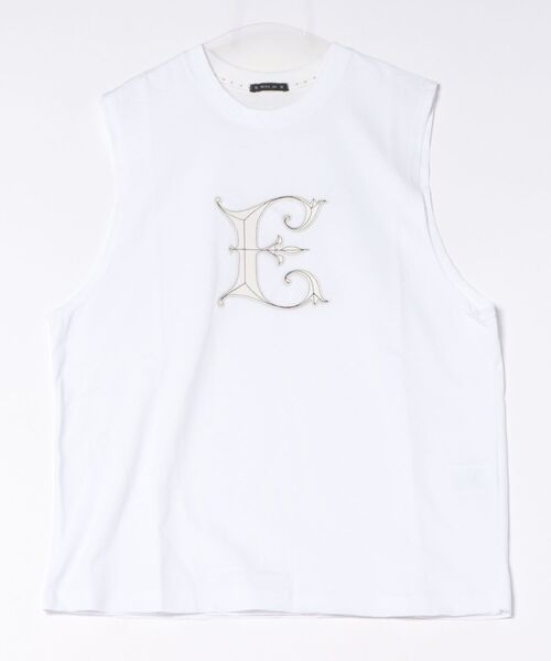 L.H.P(エルエイチピー)の「ERINAIE/エリナイエ/NOUVEAU E SLEEVELESS(Tシャツ/カットソー・レディース・ホワイト/ブラック・F)」の2枚目の写真