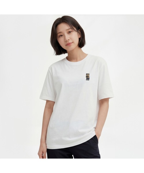 OKSTAR(オクスター)の「ゴルフクマ刺繍半袖Tシャツ(Tシャツ/カットソー・メンズ・ホワイト/ブラック/グレー/クリーム/ライトグレー/ライトベージュ・SMALL/MEDIUM/LARGE/X-LARGE/2XL/3XL/4XL)」の1枚目の写真