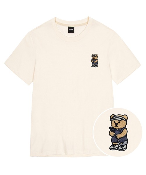 OKSTAR(オクスター)の「ゴルフクマ刺繍半袖Tシャツ(Tシャツ/カットソー・メンズ・ホワイト/ブラック/グレー/クリーム/ライトグレー/ライトベージュ・SMALL/MEDIUM/LARGE/X-LARGE/2XL/3XL/4XL)」の5枚目の写真