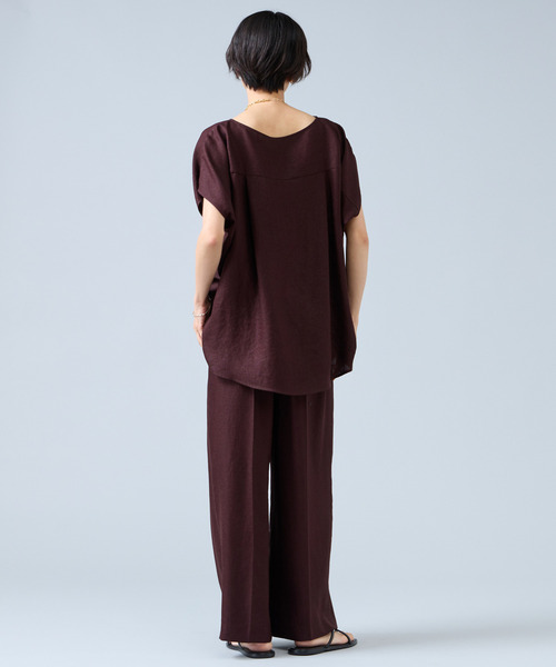 Liesse（リエス）の「《定番》麻調タックワイドパンツ（セットアップ可）（その他パンツ・レディース・ブラウン/ブラック/ベージュ・2/3）」の4枚目の写真