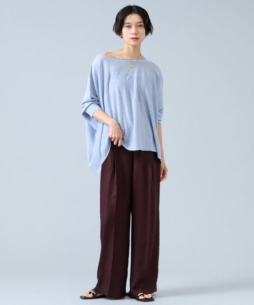 Liesse（リエス）の「《定番》麻調タックワイドパンツ（セットアップ可）（その他パンツ・レディース・ブラウン/ブラック/ベージュ・2/3）」の7枚目の写真