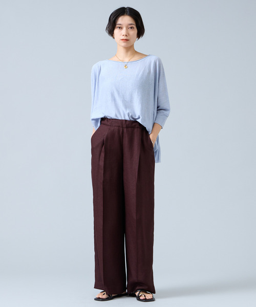 Liesse（リエス）の「《定番》麻調タックワイドパンツ（セットアップ可）（その他パンツ・レディース・ブラウン/ブラック/ベージュ・2/3）」の8枚目の写真