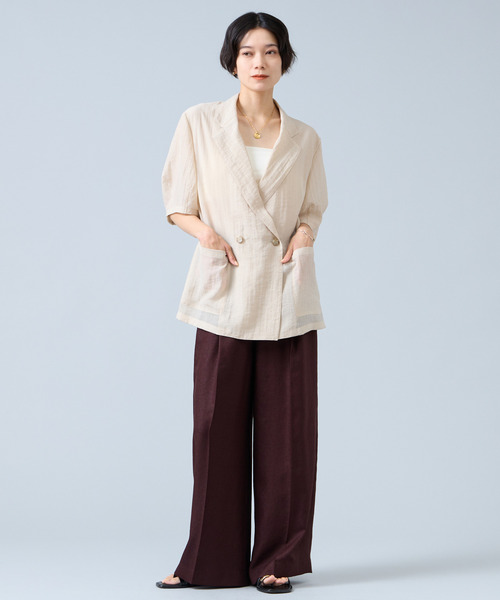 Liesse（リエス）の「《定番》麻調タックワイドパンツ（セットアップ可）（その他パンツ・レディース・ブラウン/ブラック/ベージュ・2/3）」の10枚目の写真