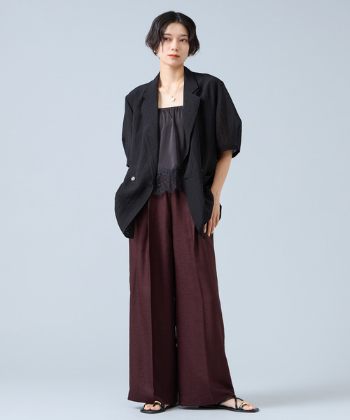 Liesse（リエス）の「《定番》麻調タックワイドパンツ（セットアップ可）（その他パンツ・レディース・ブラウン/ブラック/ベージュ・2/3）」の11枚目の写真