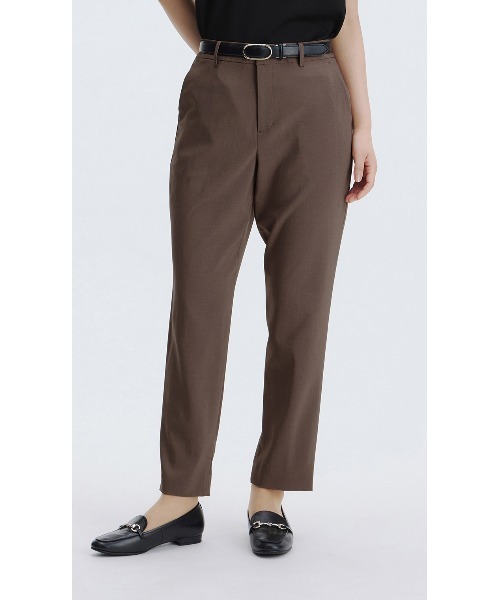 AOYAMA(アオヤマ)の「【ZEROプレッシャー】テーパードパンツ ブラウン無地(スーツパンツ・レディース・ブラウン・L/M/S/LL)」の1枚目の写真