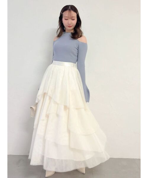 dazzlin(ダズリン)の「アシメティアードチュールスカート(スカート・レディース・ブラック/アイボリー/ブラウン・SMALL/MEDIUM)」の7枚目の写真