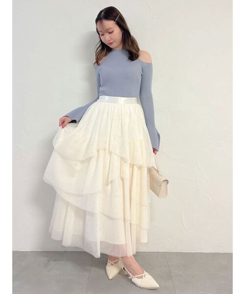 dazzlin(ダズリン)の「アシメティアードチュールスカート(スカート・レディース・ブラック/アイボリー/ブラウン・SMALL/MEDIUM)」の9枚目の写真