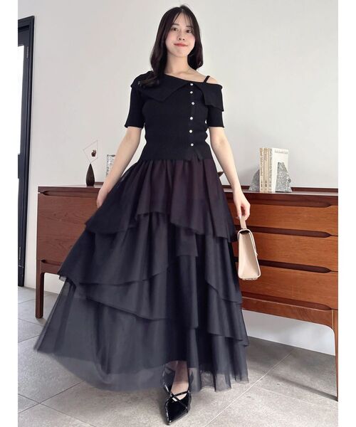 dazzlin(ダズリン)の「アシメティアードチュールスカート(スカート・レディース・ブラック/アイボリー/ブラウン・SMALL/MEDIUM)」の19枚目の写真