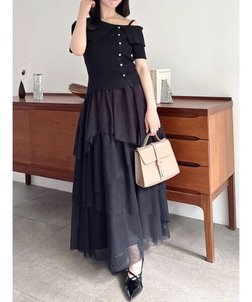 dazzlin(ダズリン)の「アシメティアードチュールスカート(スカート・レディース・ブラック/アイボリー/ブラウン・SMALL/MEDIUM)」の20枚目の写真