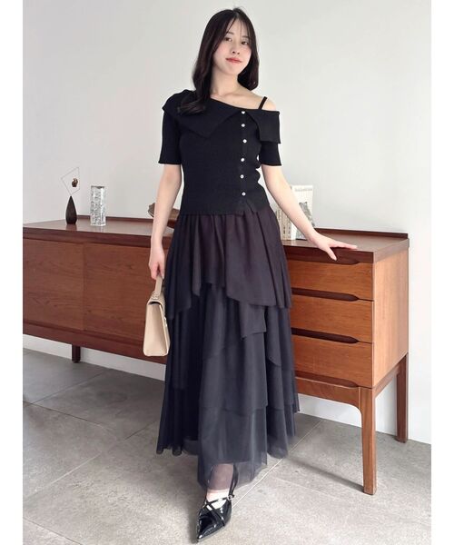 dazzlin(ダズリン)の「アシメティアードチュールスカート(スカート・レディース・ブラック/アイボリー/ブラウン・SMALL/MEDIUM)」の21枚目の写真