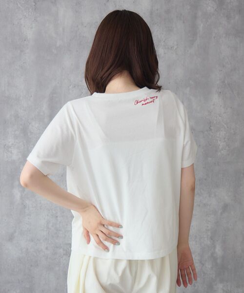 RETRO GIRL(レトロガール)の「チビロゴ刺繍コンパクトTEE(Tシャツ/カットソー・レディース・オフホワイト/ホワイト系その他/ピンク・FREE)」の14枚目の写真