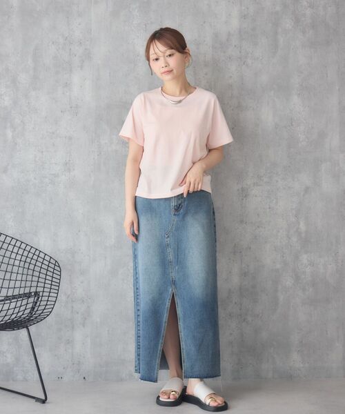 RETRO GIRL(レトロガール)の「チビロゴ刺繍コンパクトTEE(Tシャツ/カットソー・レディース・オフホワイト/ホワイト系その他/ピンク・FREE)」の12枚目の写真