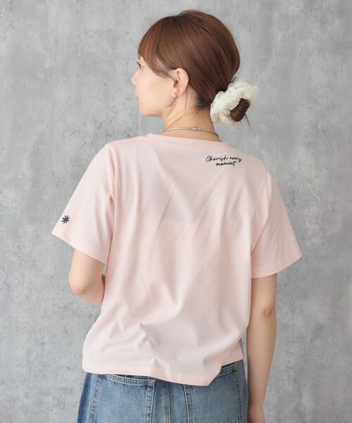 RETRO GIRL(レトロガール)の「チビロゴ刺繍コンパクトTEE(Tシャツ/カットソー・レディース・オフホワイト/ホワイト系その他/ピンク・FREE)」の9枚目の写真