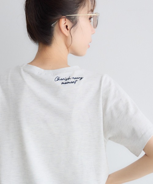 RETRO GIRL(レトロガール)の「チビロゴ刺繍コンパクトTEE(Tシャツ/カットソー・レディース・オフホワイト/ホワイト系その他/ピンク・FREE)」の2枚目の写真