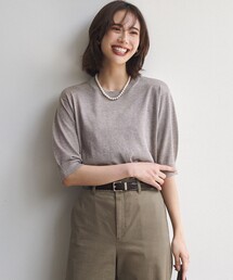 オータムメタリック パフスリーブ ニット Tシャツ